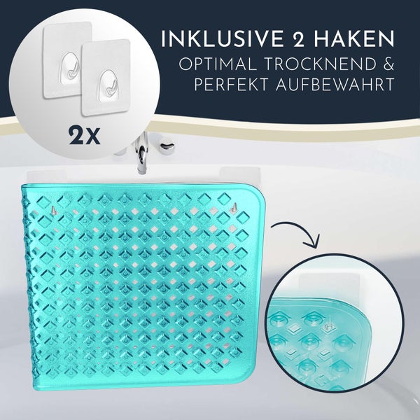 Homerella Badewannenmatte rutschfest Hautsensitiv 88x39cm, INKL. AUFHÄNGUNG | Antirutschmatte Badewanne BPA frei | Duschmatte schimmelresistent & maschinenwaschbar | Badematte rutschfest