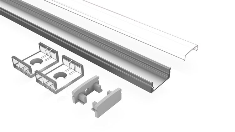 Led Alu Profil 2 m AF Set Strip / Streifen 12 mm breit | Abdeckung mattiert