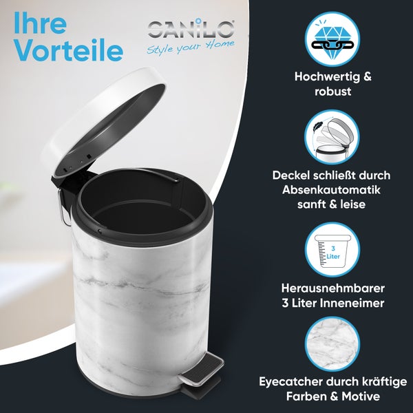 Sanilo Kosmetikeimer 3L mit Absenkautomatik Marmor