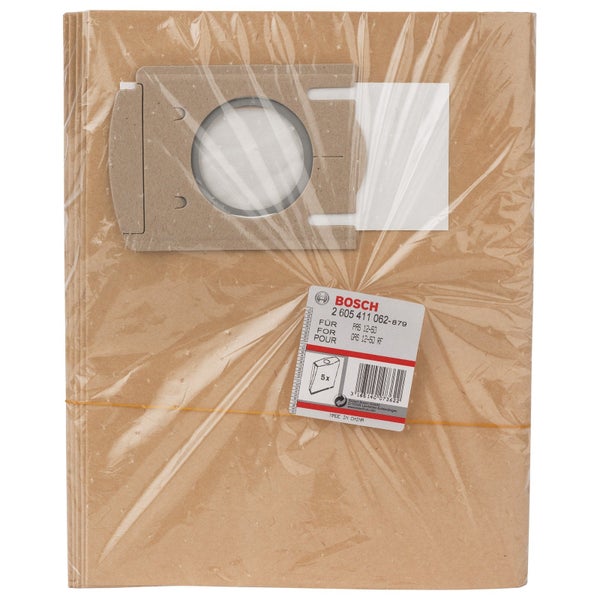Bosch Staubsaugerbeutel aus Papier, 5 Stück, für PAS 12-50 und GAS 12-50 RF.