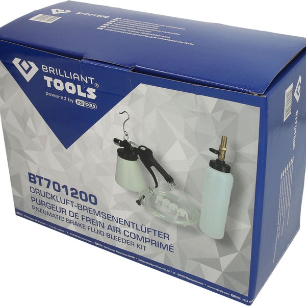 Brilliant Tools Druckluft Bremsenentlüfter Set in Produktverpackung