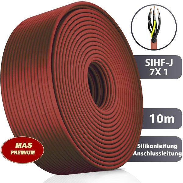 Silikonleitung SIHF-J 7 mal 1 Quadratmillimeter in 10 Meter Länge als Ring gewickelt für elektrische Anschlüsse