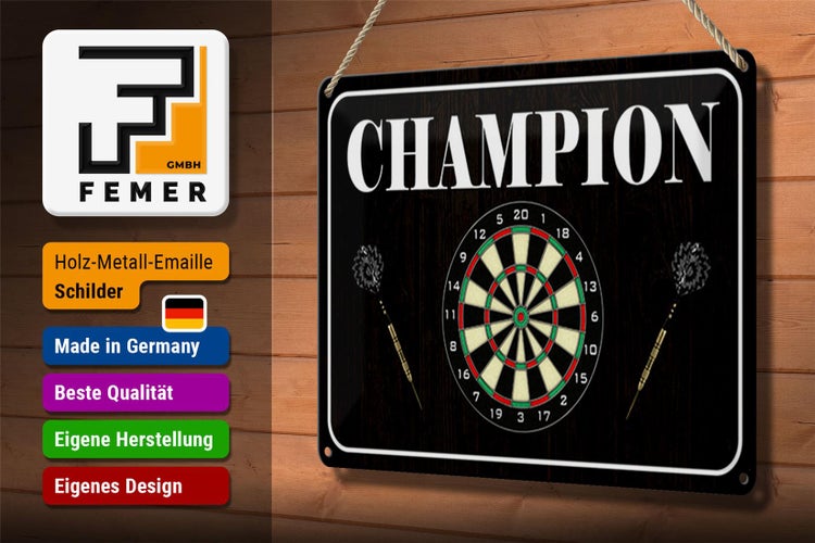 Blechschild Spruch 30x20cm Darts Champion