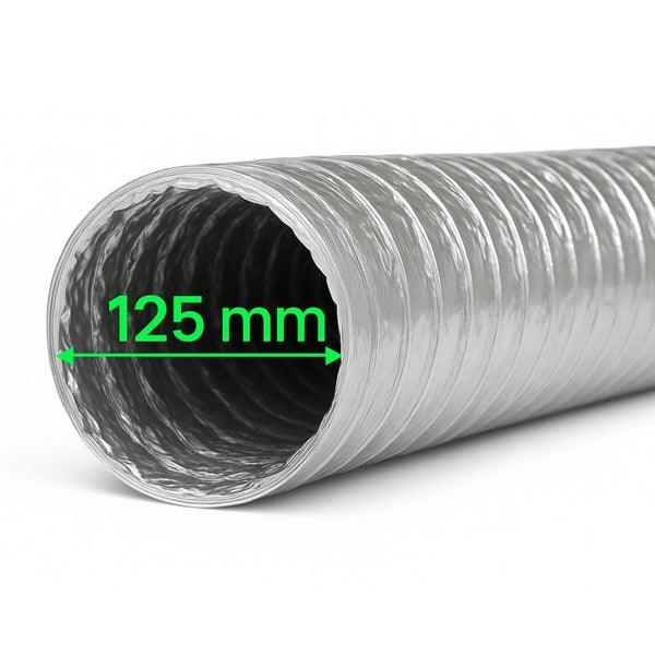 Aluflexrohr 125mm – 1 Meter flexibler Abluftschlauch für Growboxen, Klimageräte & mehr – Feuergeschützt, Robuste Aluminium-Innenbeschichtung, Extra Stabil & Langlebig