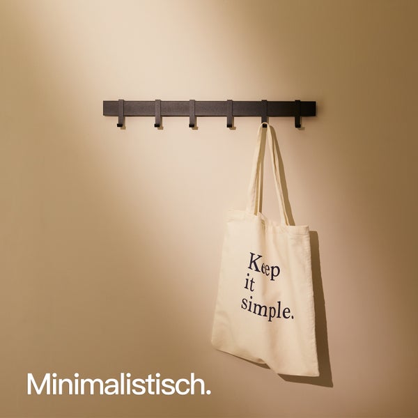 Designfabrik Hamburg Moderne Garderobenleiste  |  Wandgarderobe Schwarz 58cm