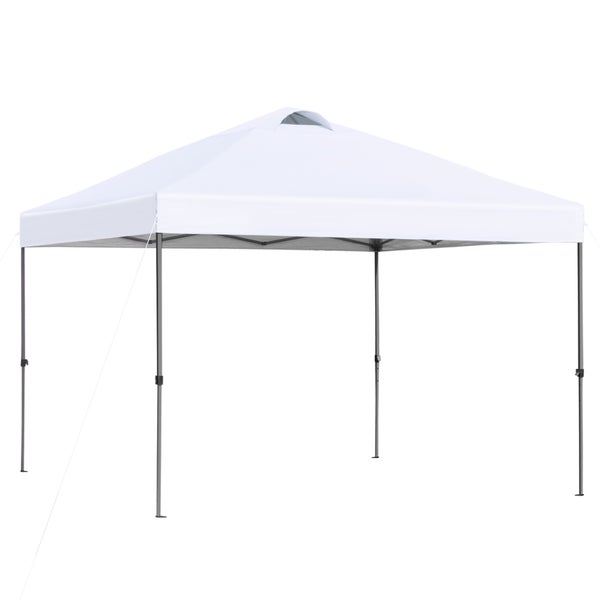 Outsunny Pavillon ca. 3x3m, wasserdicht Stabil Winterfest Pop-up Faltpavillon, UV Schutz, Faltbar Partyzelt, Gartenzelt mit Tasche, Gartenpavillon für Camping Garten, Weiß