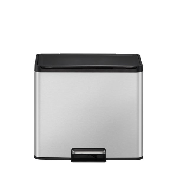 PROREGAL Rechteckiger Treteimer Aus Gebürstetem Edelstahl Mit Soft Close & Stay Open Deckel 29 Liter HxBxT 41,1 x 46,2 x 38,8 cm Silber