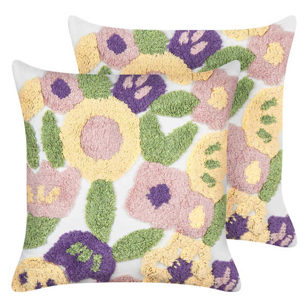 Dekokissen 2er Set TRICORNIO Baumwolle 45 x 45 cm Bunt Blumenmuster