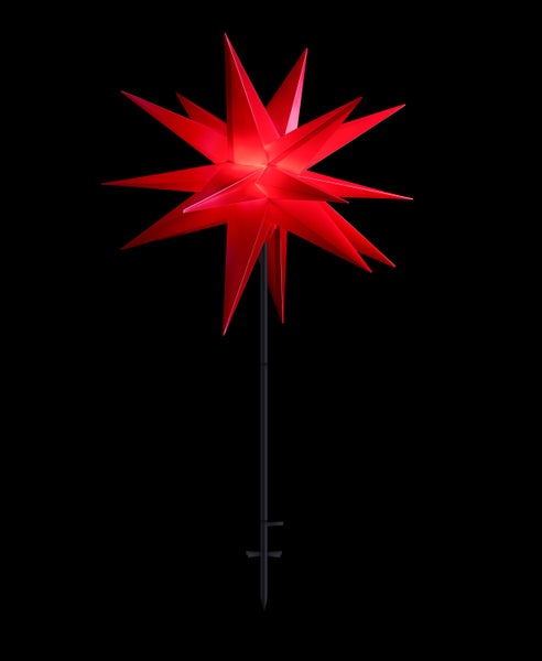 Sterntaler Dekostern | Weihnachtsstern Kunststoff | 18-Zacker mit Ständer | 55cm | Außen | LED | Netzstecker