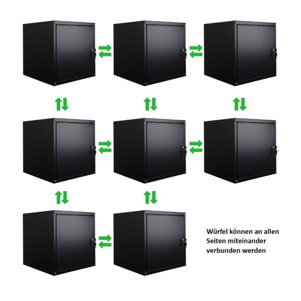 PROREGAL Mega Deal 2x Schließfachwürfel Cubic XL, HxBxT 45x45x45 cm, Schwarz