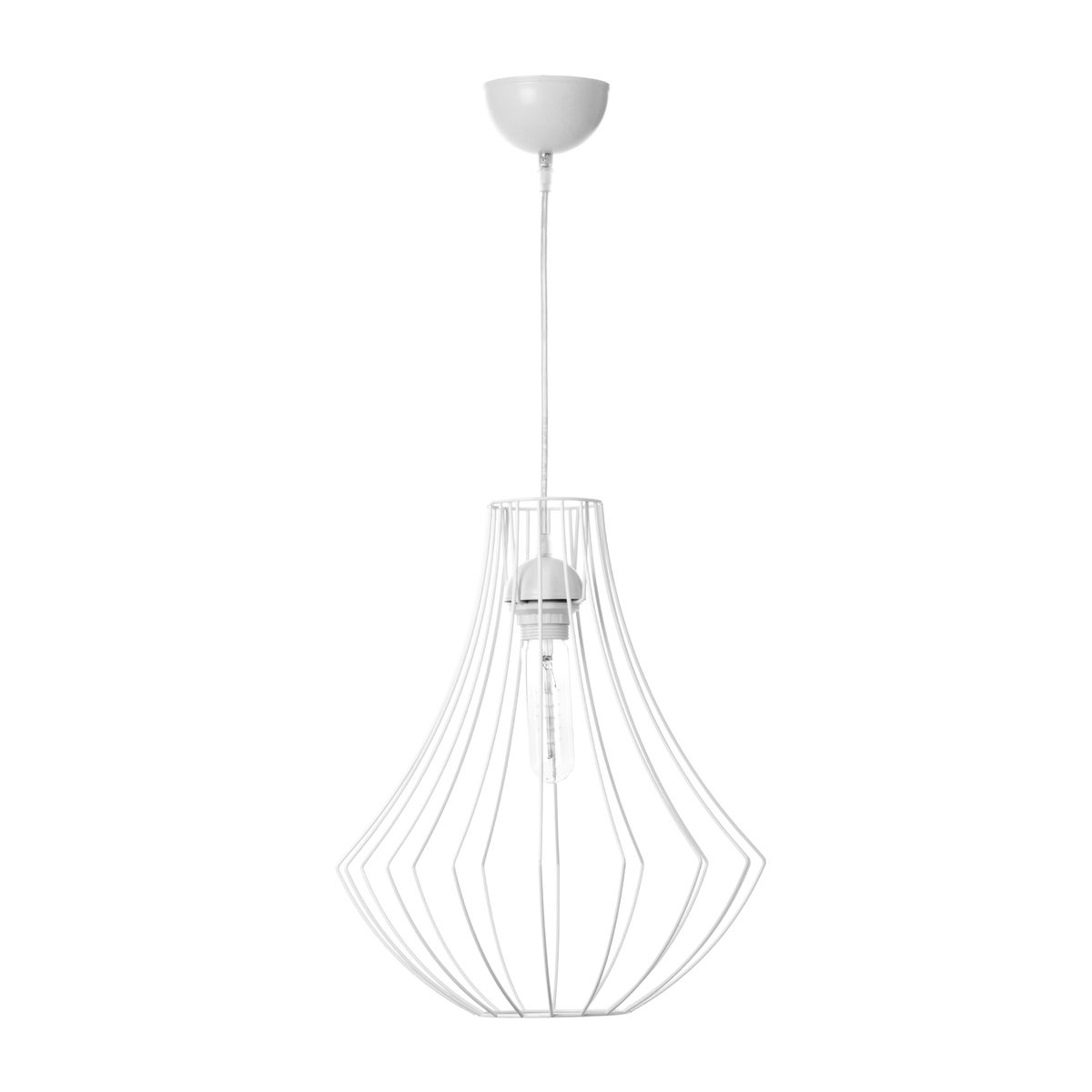 Industrielle Gitterpendelleuchte in Weiß, Käfiglampe Hängelampe im Loft Stil | Wohnzimmer Esszimmer Leuchte