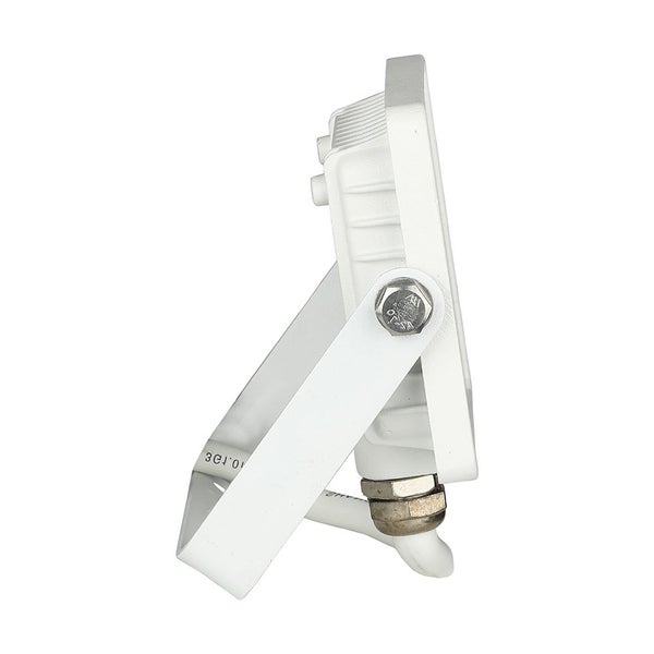 Seitenansicht eines weißen LED-Strahlers für den Außenbereich