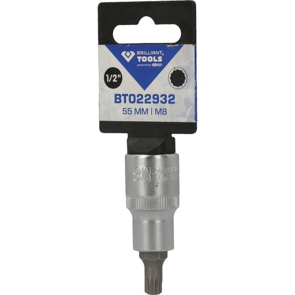 BRILLIANT TOOLS 1/2 Vielzahn-Bit-Stecknuss 55 mm lang M8 - BT022932
