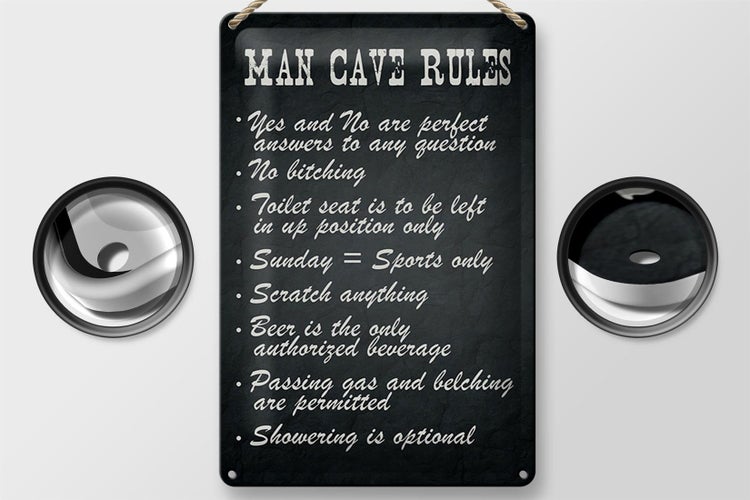 Blechschild Spruch 20x30cm man cave rules Männer Regeln