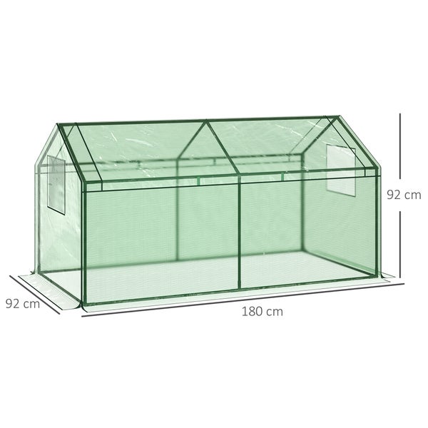 Outsunny Foliegewächshaus mit Fenster, Treibhaus, 180 x 92 x 92 cm, Metall, PE, Grün