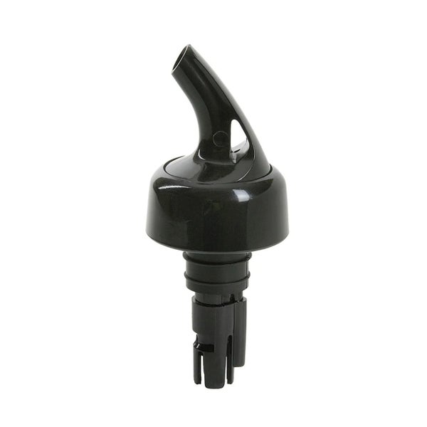 Schwarzer Flaschenausgießer aus Kunststoff.