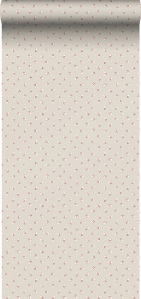 Borastapeter Tapete Blumen Taupe und Terrakotta - 53 cm x 10.05 m - 662644