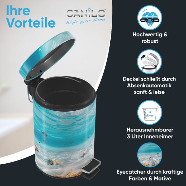 Canilo Treteimer mit Ozean Motiv und drei Liter Fassungsvermögen