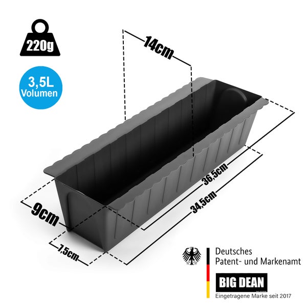 BigDean 6 Stück Paletten Blumenkästen Einsatz in Anthrazit – Pflanzkasten zum Bepflanzen & Dekorieren – Balkonkasten für Kräuter, Blumen & Pflanzen – UV-stabiler & wetterbeständiger Kunststoff