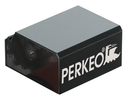 Schwarzer Perkeo Piezo-Zünder als Ersatzteil für Lötgeräte aus Kunststoff mit Perkeo Logo.