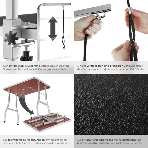 Trimmtisch tectake  Belastbarkeit 60 kg mit höhenverstellbarem Galgen schwarz/grau