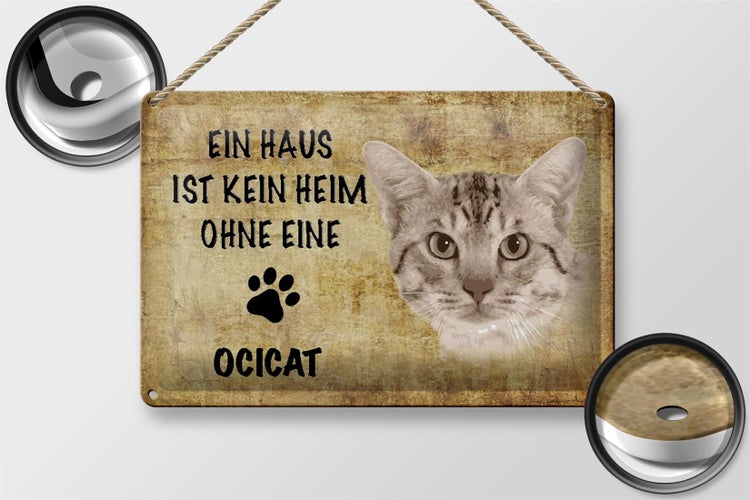 Blechschild Spruch 30x20cm Ocicat Katze ohne kein Heim
