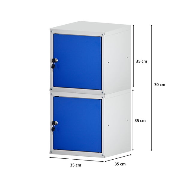PROREGAL Mega Deal 2x Schließfachwürfel Cubic HxBxT 35 x 35 x 35 cm Grau-Blau