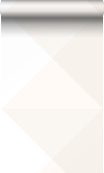 Origin Wallcoverings Tapete große Dreiecke Crème-Beige und Weiß - 53 cm x 10.05 m - 347495
