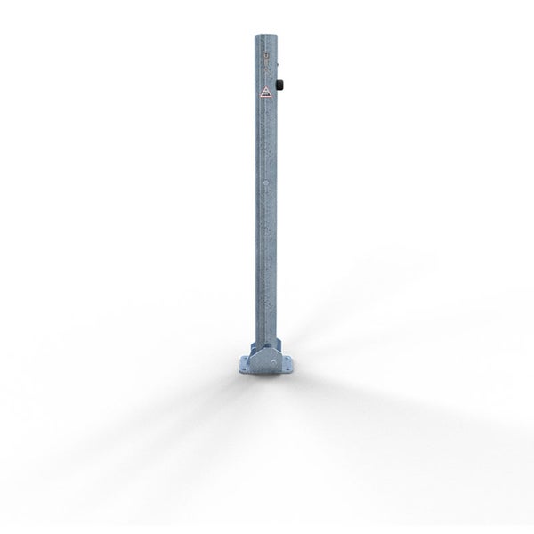 Schake Absperrpfosten umlegbar aus Stahlrohr verzinkt Ø60x2,5mm mit Dübelbefestigung, Profilzylinderschloss und Stahlkappe 900mm Überflur