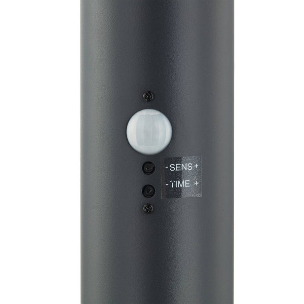 Lindby Außenleuchte Statius mit Bewegungsmelder (spritzwassergeschützt (Modern) in Schwarz aus Metall (1 flammig, E27) - Wegeleuchte Pollerleuchte Wegelampe Sockelleuchte