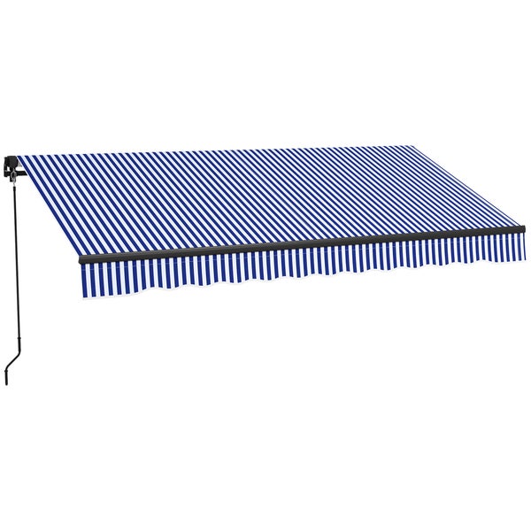 Outsunny Markise, Wandmontage Balkonmarkise mit Handkurbel,3 x 2,5 m, Alu, Blau+Weiß