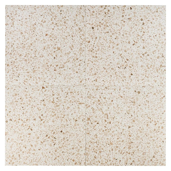 Fliese mit Terrazzo Optik im Verbund von vier quadratischen Einzelfliesen