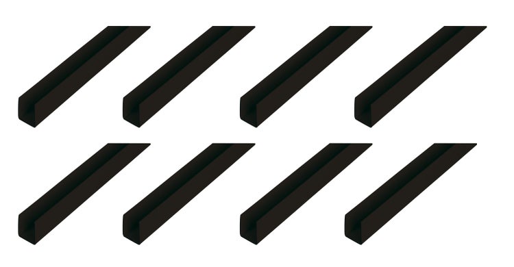 Set aus acht schwarzen U-Profilen aus Metall