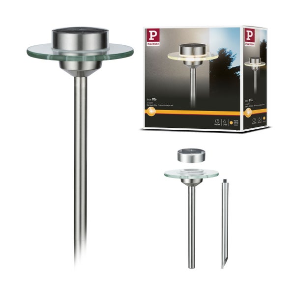 Solar LED Gartenstrahler Ufo IP44 3000K Edelstahl, Klar