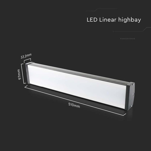Lineare LED Hallenleuchte mit den Maßen 510 mm x 53.2 mm x 97 mm
