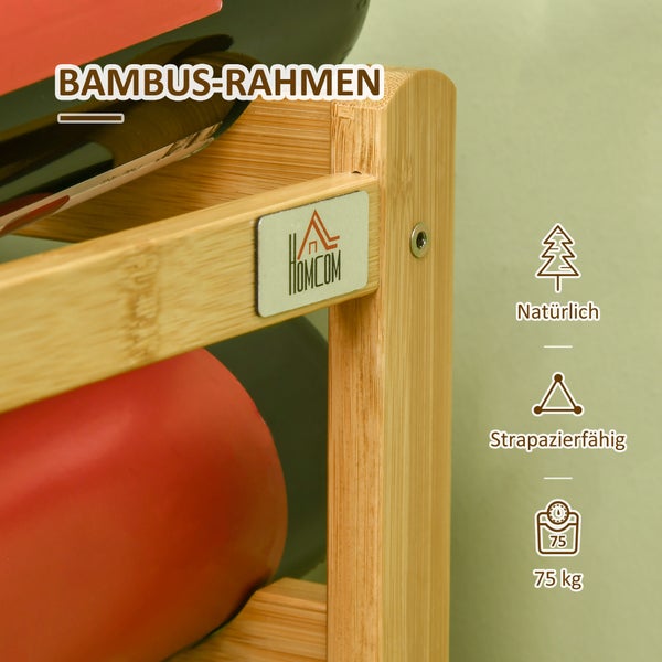 HOMCOM Weinregal Flaschenregal Weinhalter für 16 Flaschen Wasserfestes Standregal Getränkeregal aus Bambus Naturholz 43 x 23,5 x 38 cm