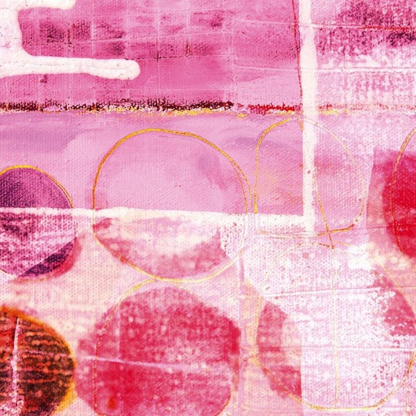 Abstraktes Gemälde mit Kreismuster und Texturen