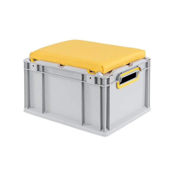 PROREGAL Eurobox NextGen Seat Box Gelb HxBxT 26,5 x 30 x 40 cm 20 Liter Griffe Offen Eurobehälter Sitzbox Transportbox Transportbehälter Stapelbehälter