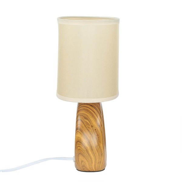 Tischleuchte mit Schirm und gemustertem Fuß