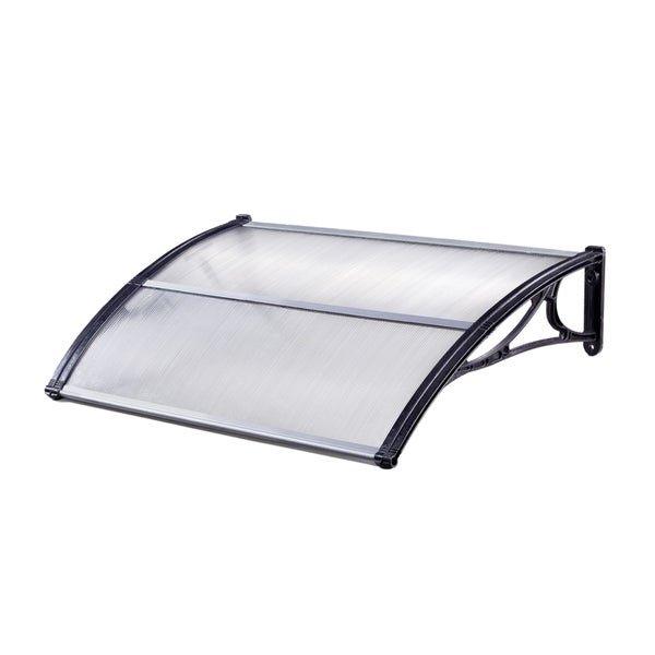 Vordach mit gewölbter Überdachung aus Polycarbonat Hohlkammerstegplatten und stabilen Wandhalterungen für den Hauseingang.