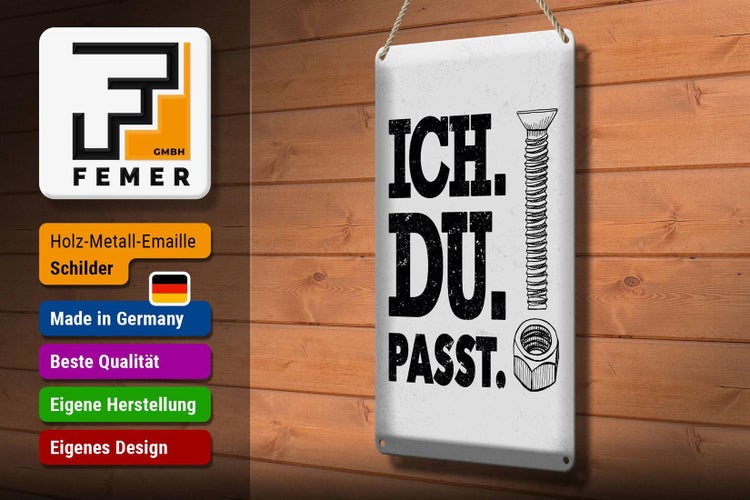 Blechschild Spruch Ich Du Passt Schraube Mutter 20x30cm