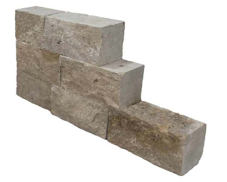 Wohnrausch Naturstein Mauersteine Travertin BROWN, spaltrau, getrommelt, braun, L 15-50, B 18-20, H 15 cm, 1 qm
