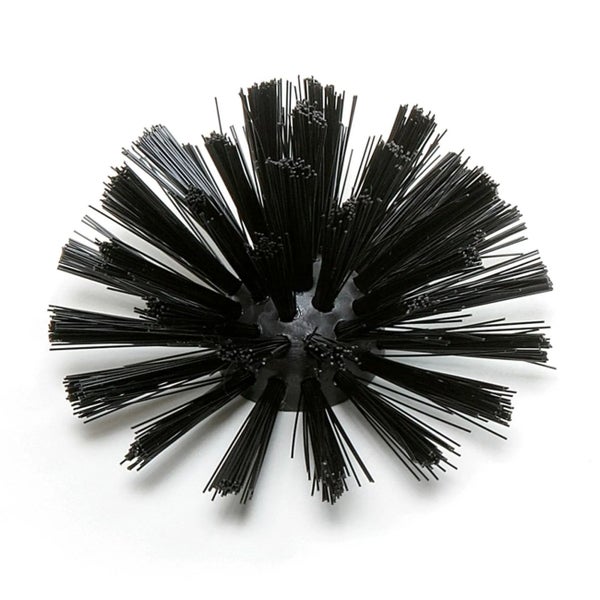 Schwarzer runder Ersatzbürstenkopf für Toilettenbürsten aus Kunststoff.