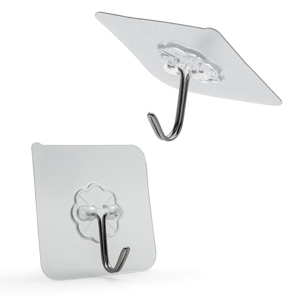 Zwei transparente Klebehaken