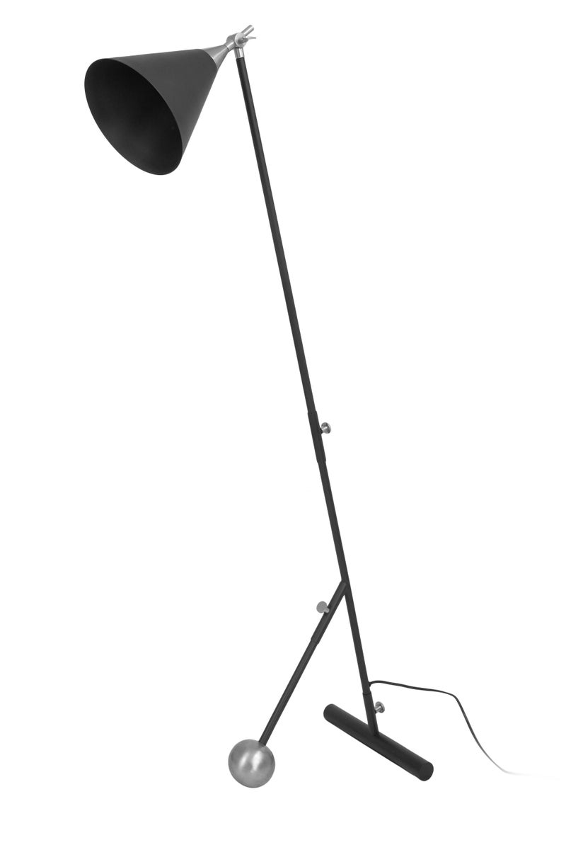 Designer Stehlampe im Factory-Style Schwarz Silber, Loft Stil Lampe 144 cm | Wohnzimmer Esszimmer Leuchte