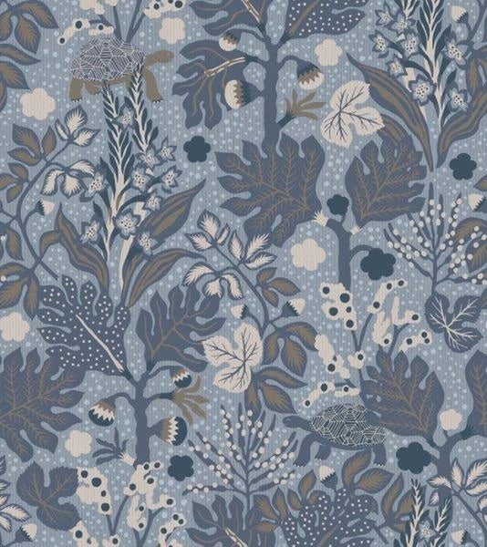 Borastapeter Tapete Blätter Graublau - 49 cm x 10.05 m - 660830