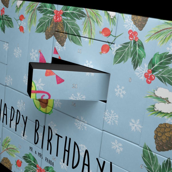 Mr. & Mrs. Panda Befüllbarer Adventskalender Avocado Geburtstag - Blau Pastell