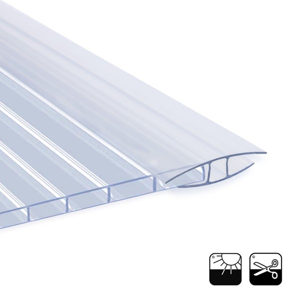 FLOORDIREKT Verbinder für Doppelstegplatten - H-Profil - 121 cm Länge - 6 mm Stärke