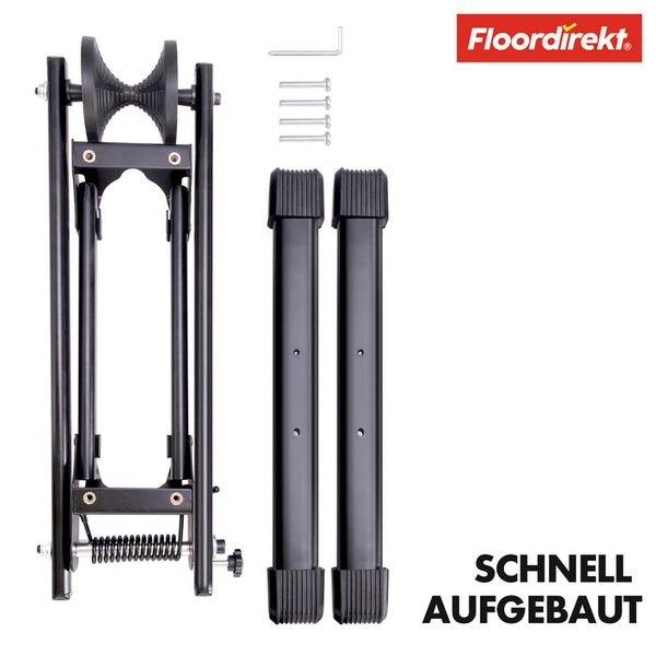 FLOORDIREKT Fahrradständer Finn - Bodenparker - Faltbarer Stahlständer - Stabil für sicheres Parken - Schwarz