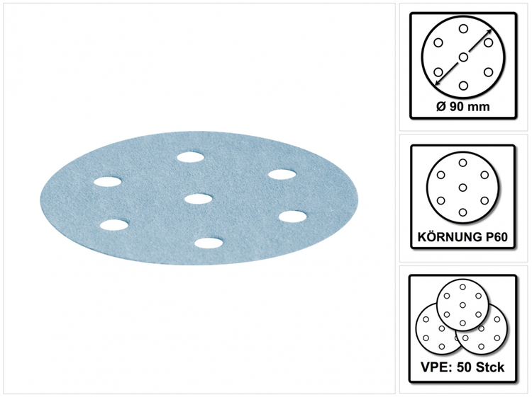 Festool STF D90/6 Schleifscheiben 90 mm Granat P60 GR / 50 Stück ( 497364 )